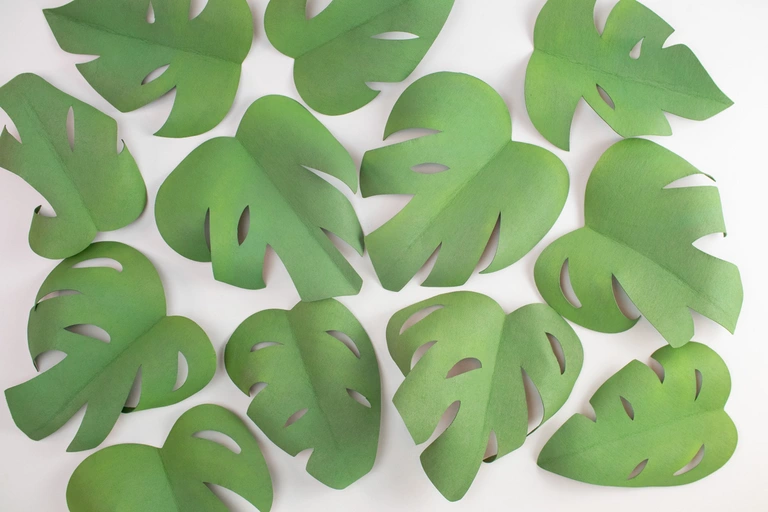 Monstera leaves hold their shape when they are made from paper fabric.