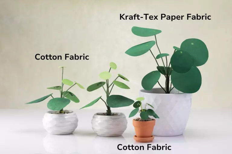 Friendship plants made with cotton fabric and Kraft-Tex paper fabric.